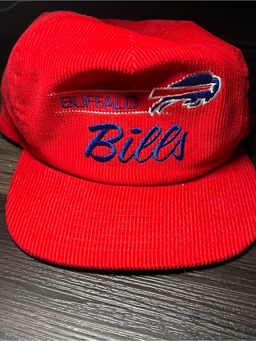 Vintage Buffalo Bills Corduroy Red Snapback Embroidered Hat Annco